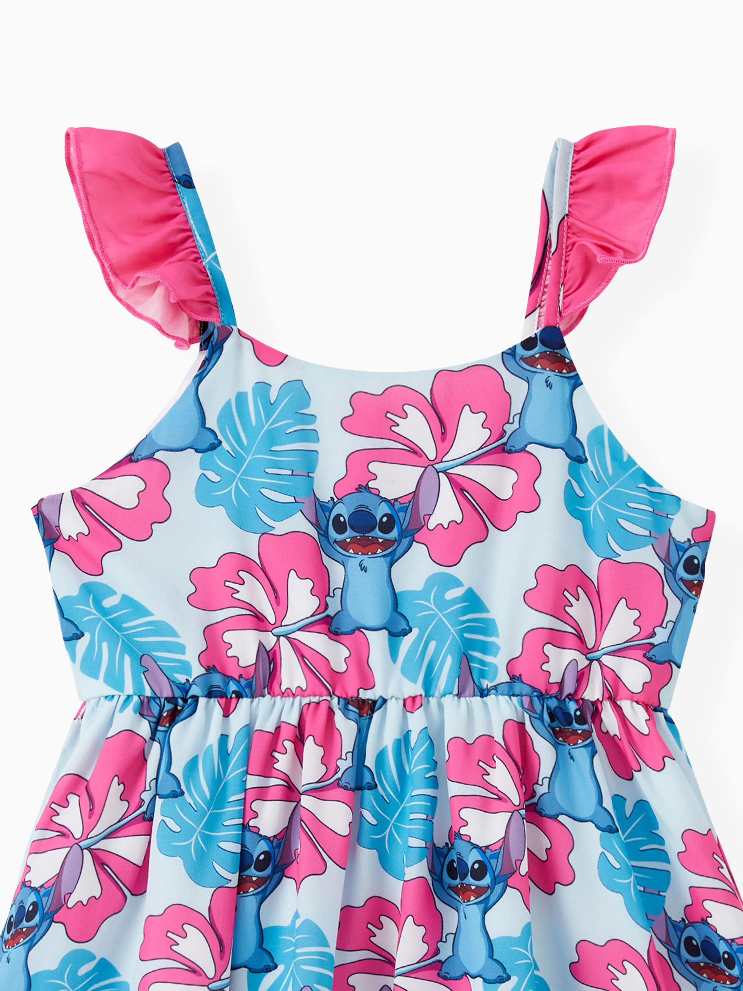 Disney Stitch Toddler/Kid Girl Naia™ Stitch and Hawaii Style Floral Print Sleeveless Dress Multi-color - Image 4