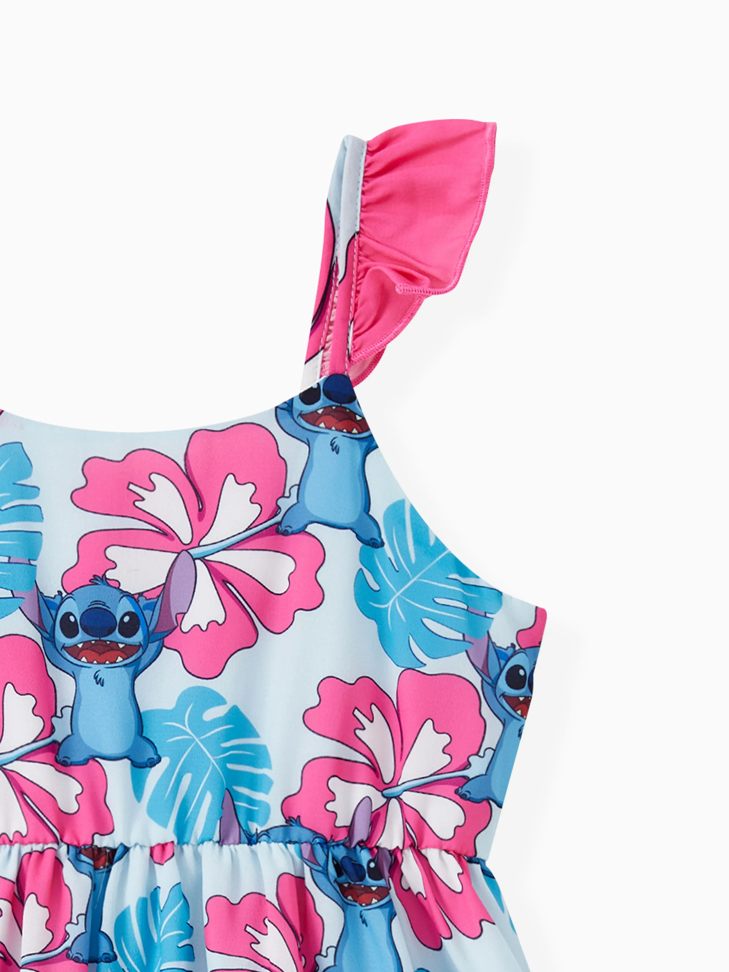 Disney Stitch Toddler/Kid Girl Naia™ Stitch and Hawaii Style Floral Print Sleeveless Dress Multi-color - Image 5