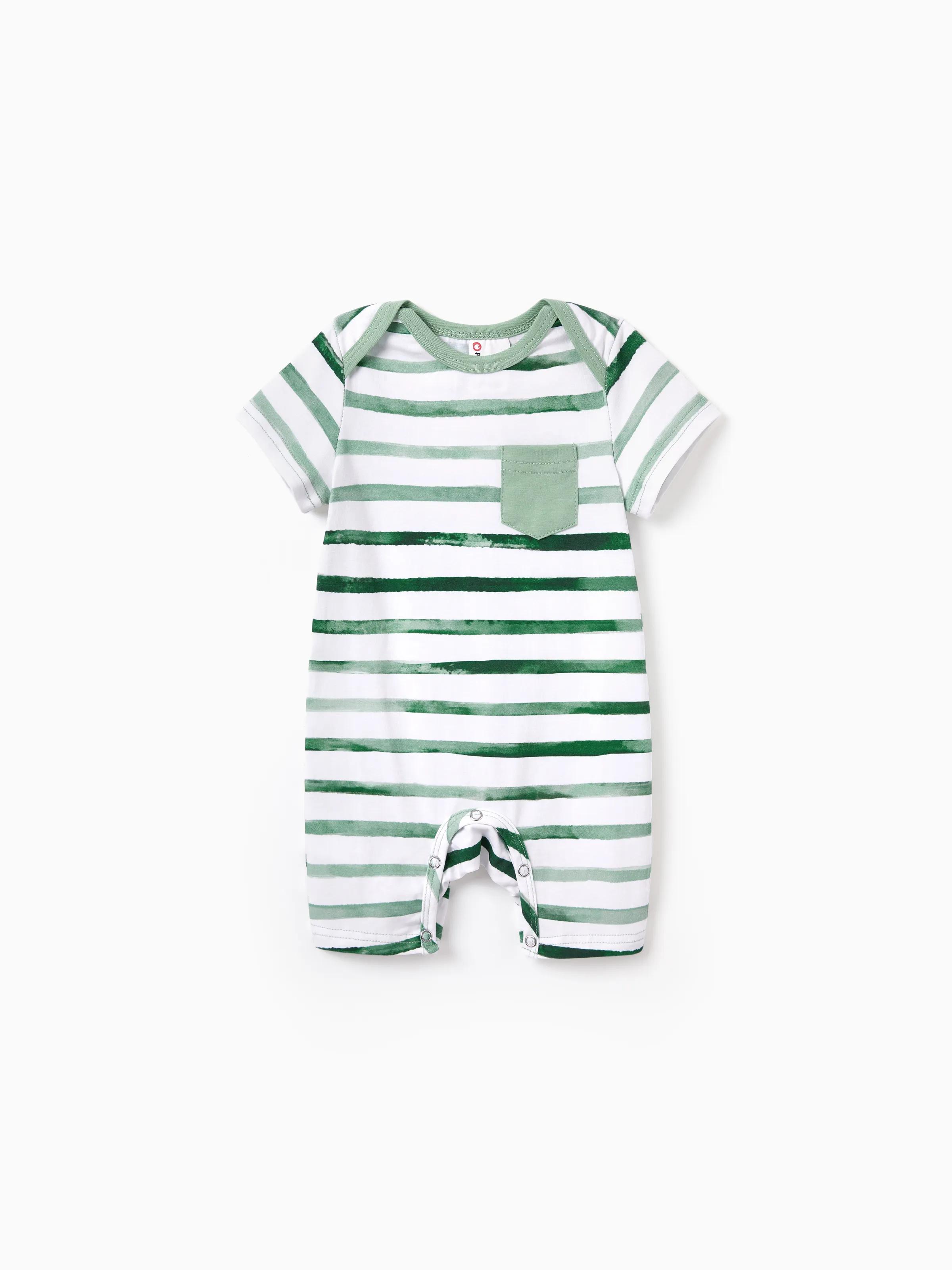 Family Matching Cotton Outfits Set Green Striped T-Shirt and Dress Set for Dad, Mom, Kids & Baby, Perfect for Summer Family Outings & Photos Green - Image 17