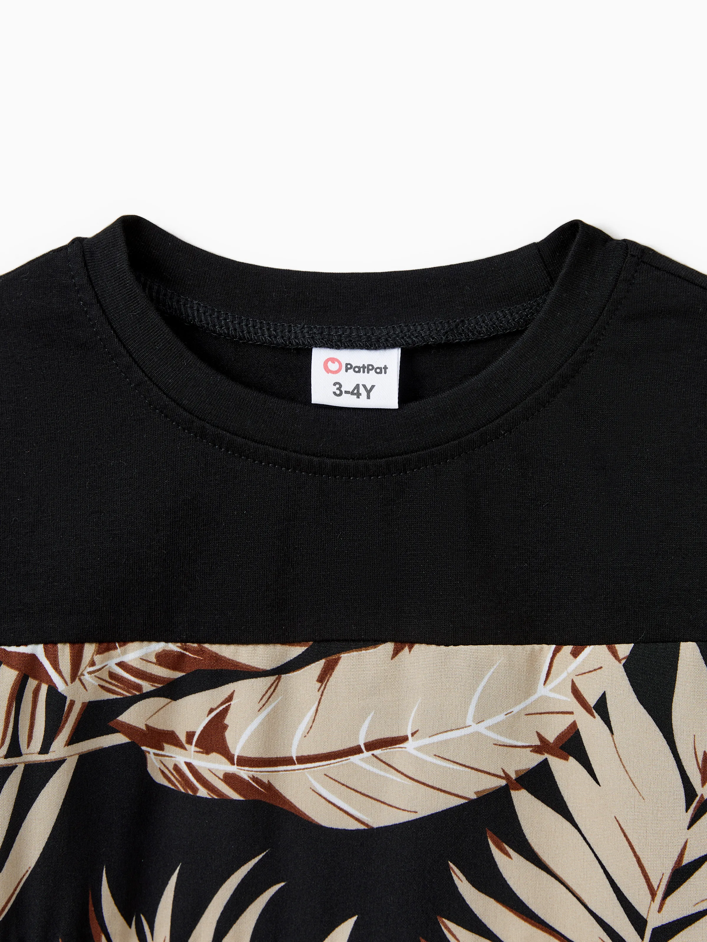 Family Matching Floral Print Belted Cami Dresses And Solid Short Sleeve Tops Sets Black - Image 19