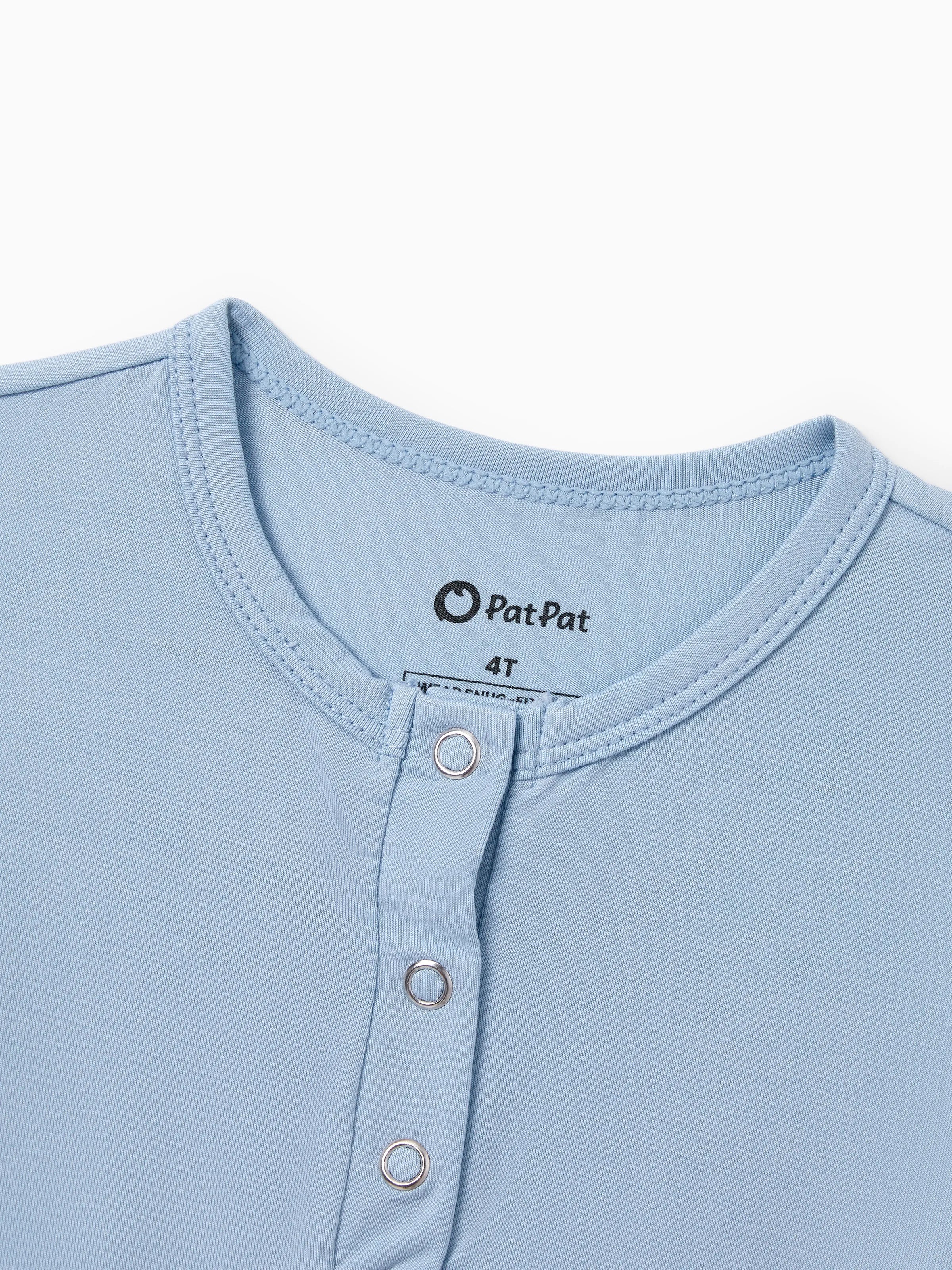 Mommy & me Bamboo Pajamas Soft Bamboo Viscose PJs for Men Women Kids Toddler Baby, Classic Blue Short-sleeve Sleepwear with Button-Down Shirt and Pants Blue grey - Image 10