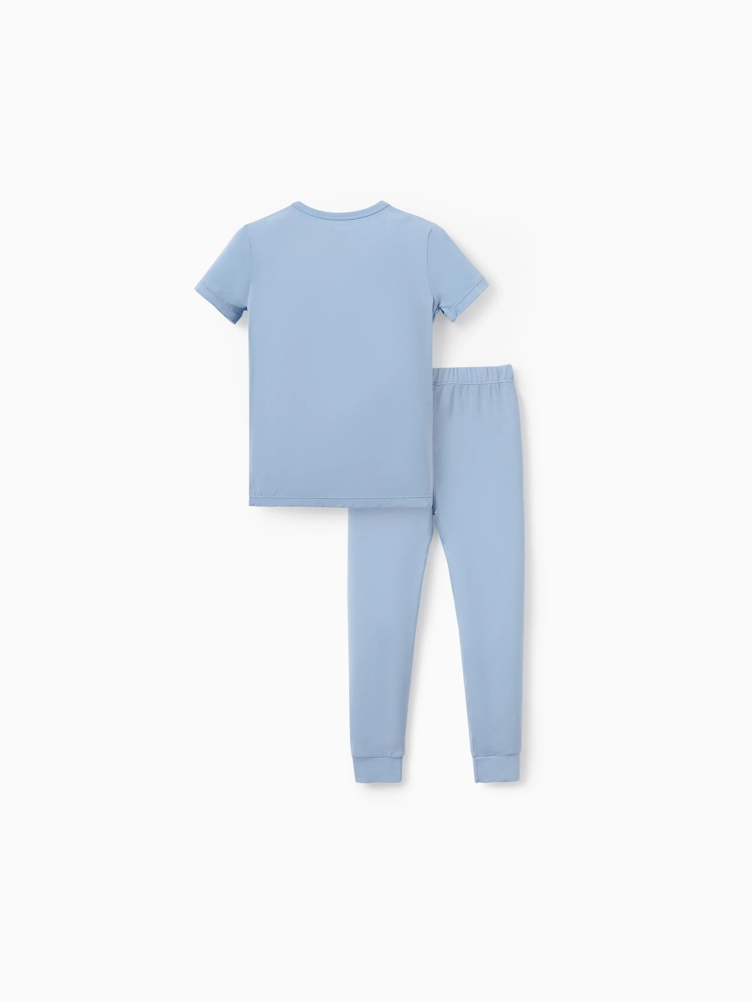 Mommy & me Bamboo Pajamas Soft Bamboo Viscose PJs for Men Women Kids Toddler Baby, Classic Blue Short-sleeve Sleepwear with Button-Down Shirt and Pants Blue grey - Image 9