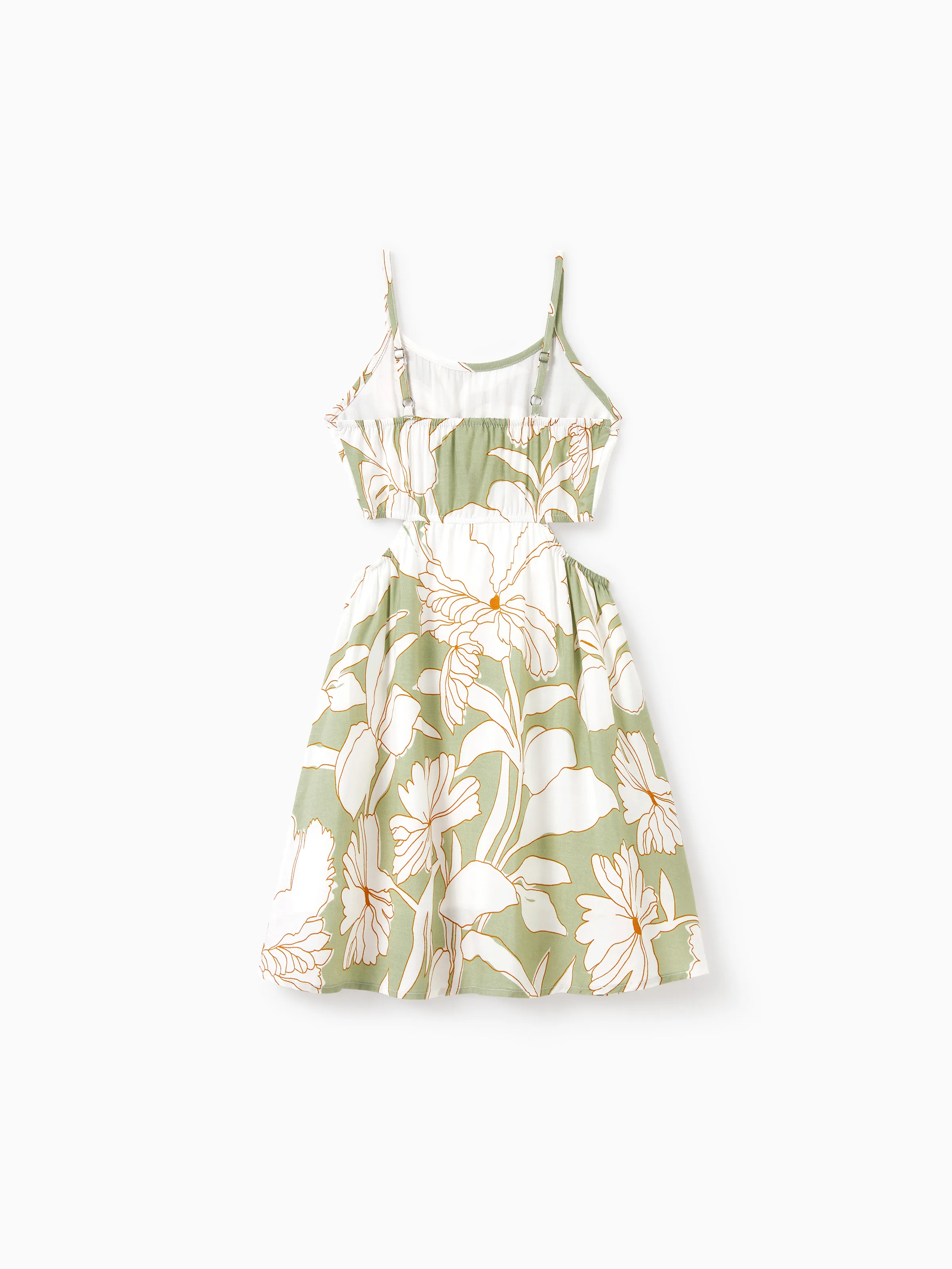 Toddler/Kid Girl Outfits Tropical Floral Print Strap Dress Pale Green - Image 4