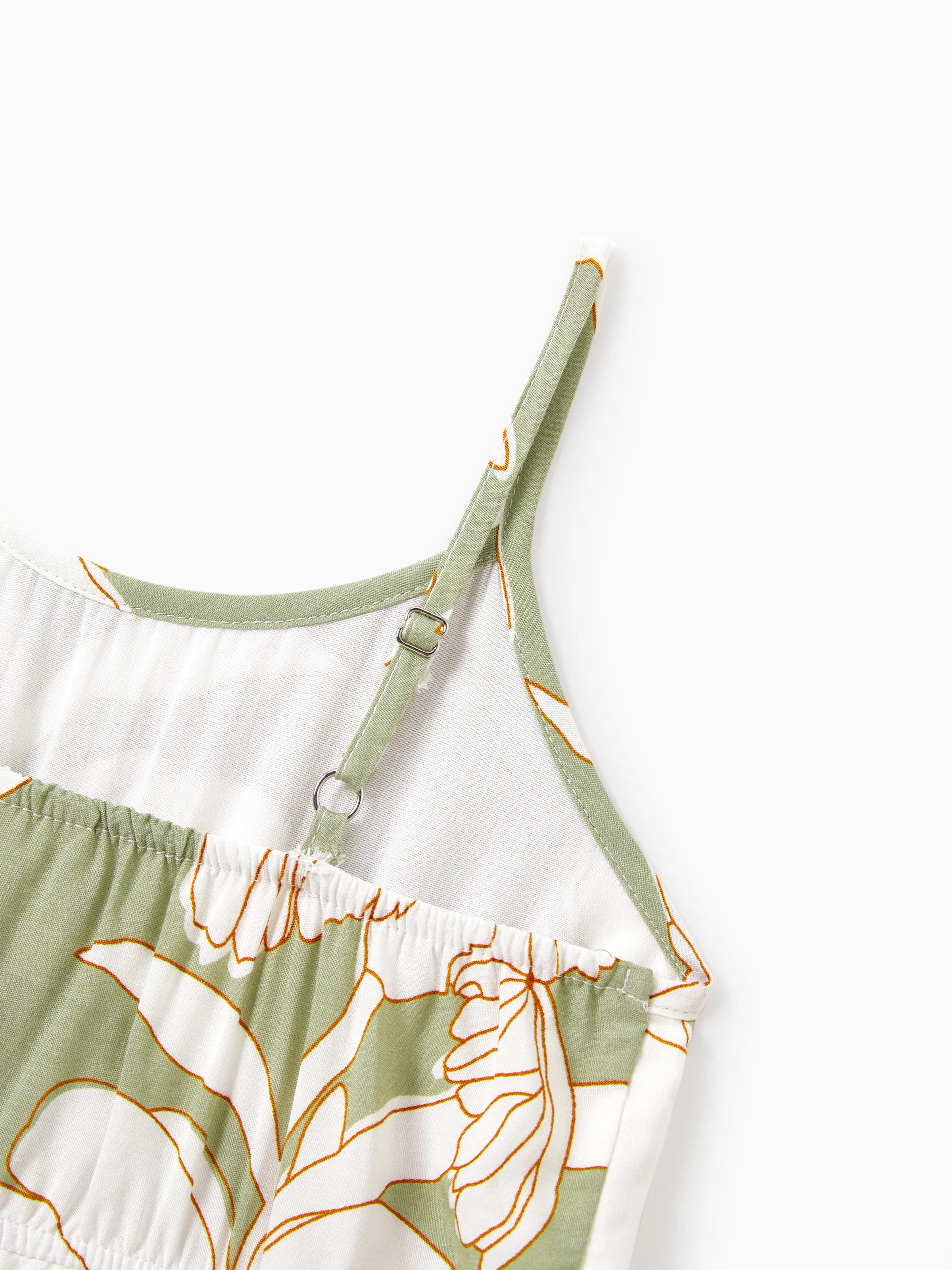 Toddler/Kid Girl Outfits Tropical Floral Print Strap Dress Pale Green - Image 5
